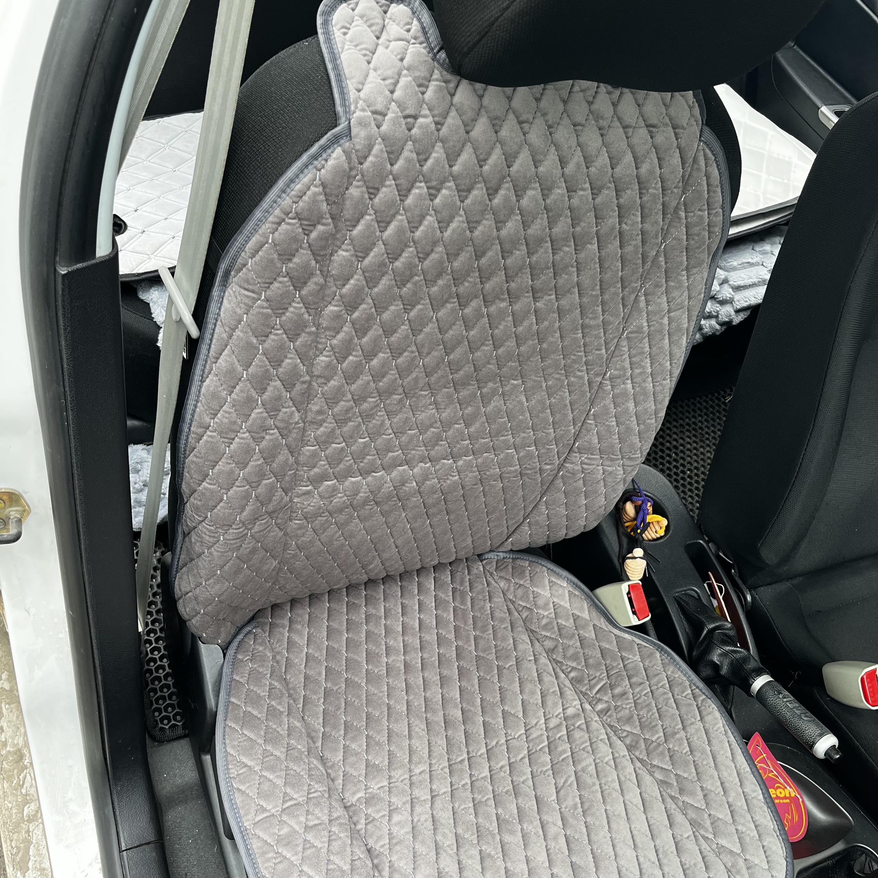Накидка универсальная на переднее сиденье авто из алькантары 1 шт. Светло-серый - фото 3 Накидка универсальная на переднее сиденье авто из алькантары 1 шт. Светло-серый - фото 3