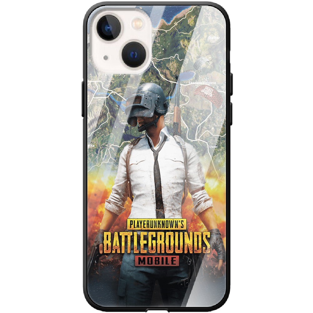 Чехол BoxFace iPhone 13 PUBG Mobile Черный силикон со стеклом (43370-up2309-43865)