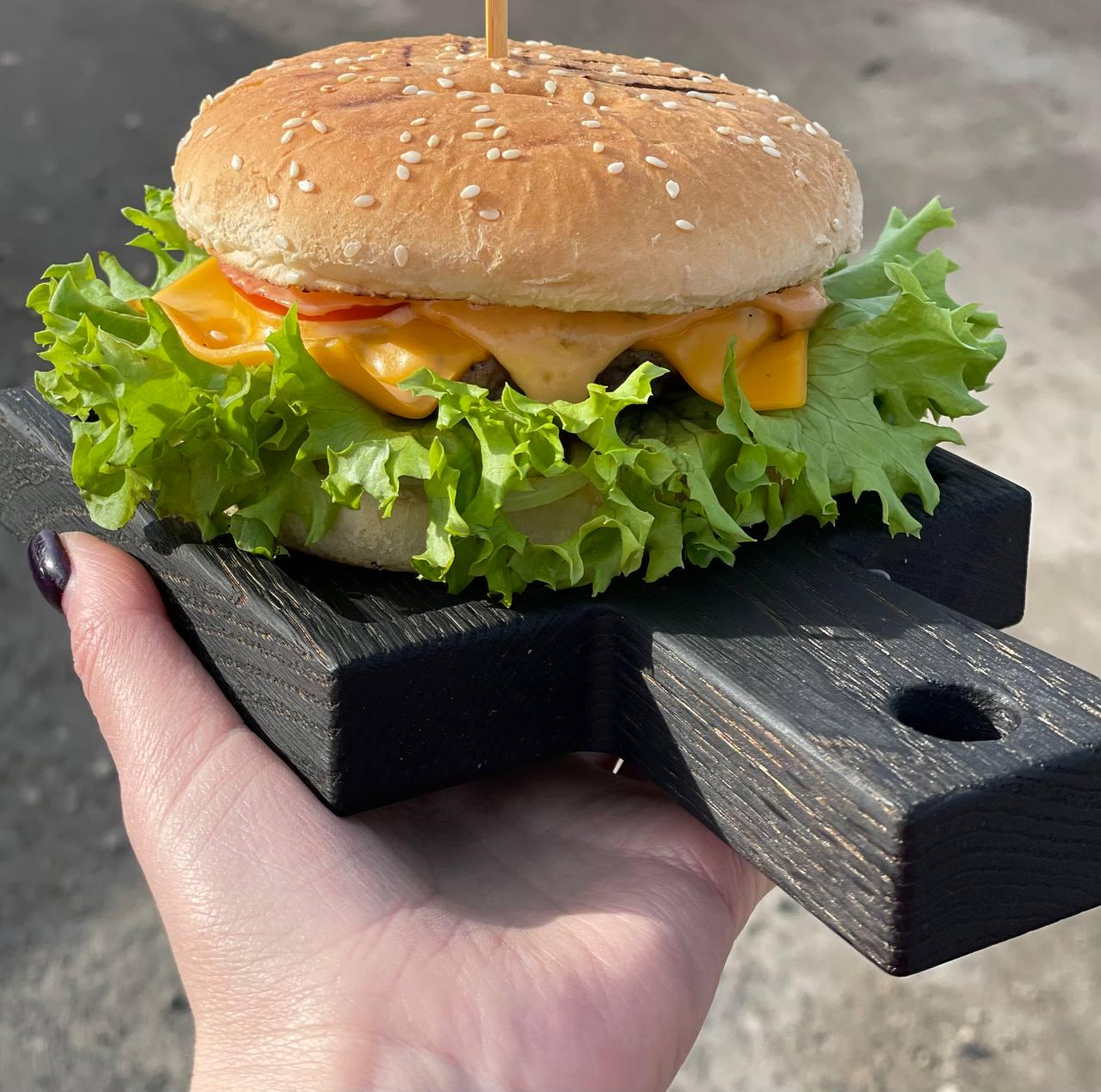 Доска обпаленая деревяная с ручкой для подачи блюд 13х20 см (9230032) - фото 3