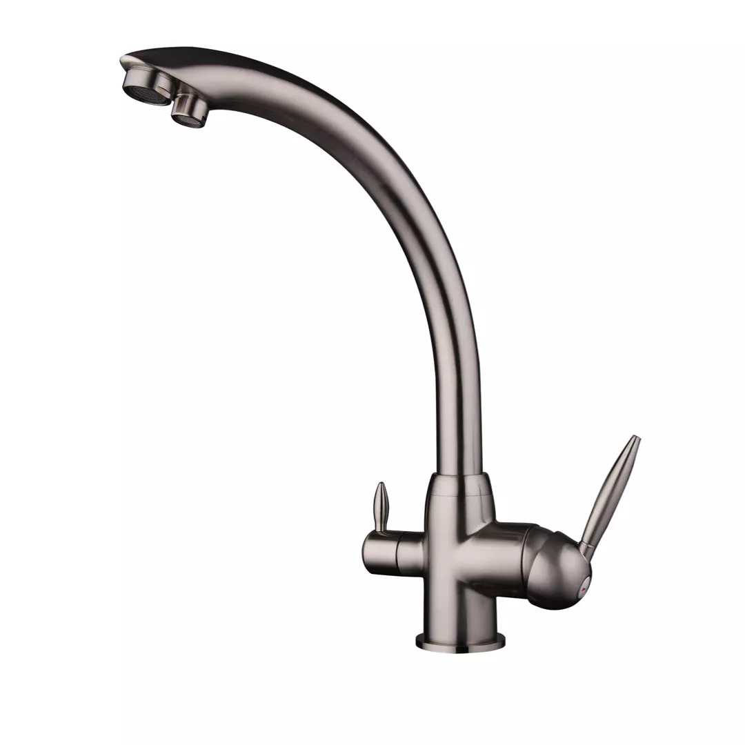 Змішувач для кухні Frap F4399-5 на дві води Сатин (23189052) Змішувач для кухні Frap F4399-5 на дві води Сатин (23189052)