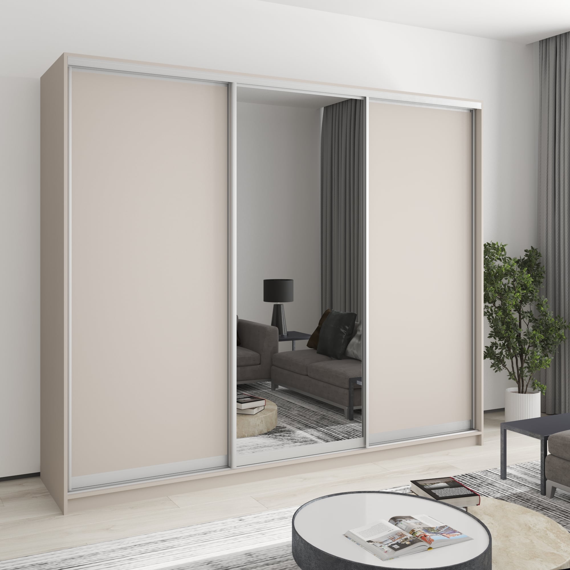 Шкаф-купе трехдверный Mebel Star Комбо AL MBS-3221 250х45х210 см Кашемир (1004391)