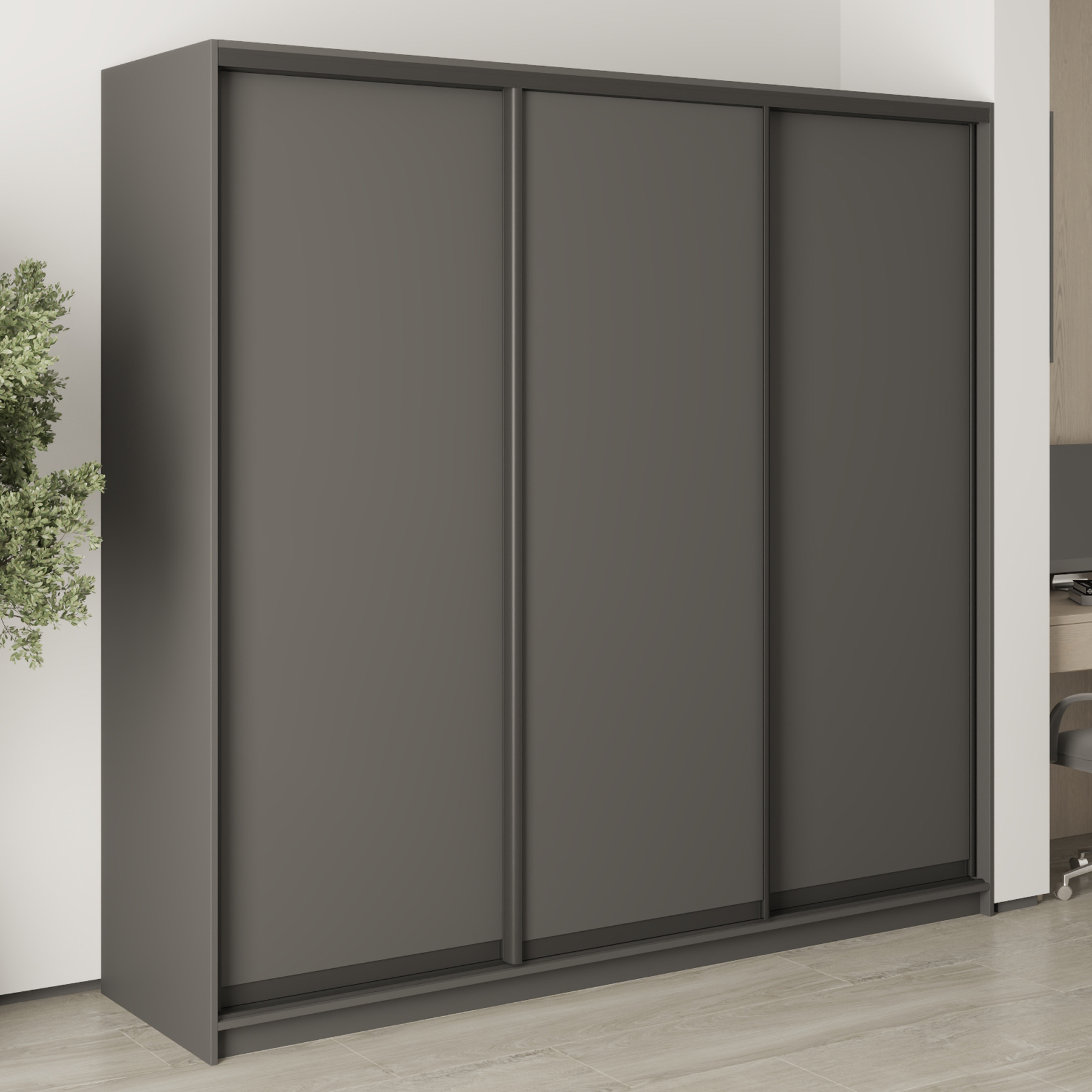 Шафа-купе тридверна Mebel Star Стандарт BG MBS-8236 220х45х210 см Антрацит (1007647)