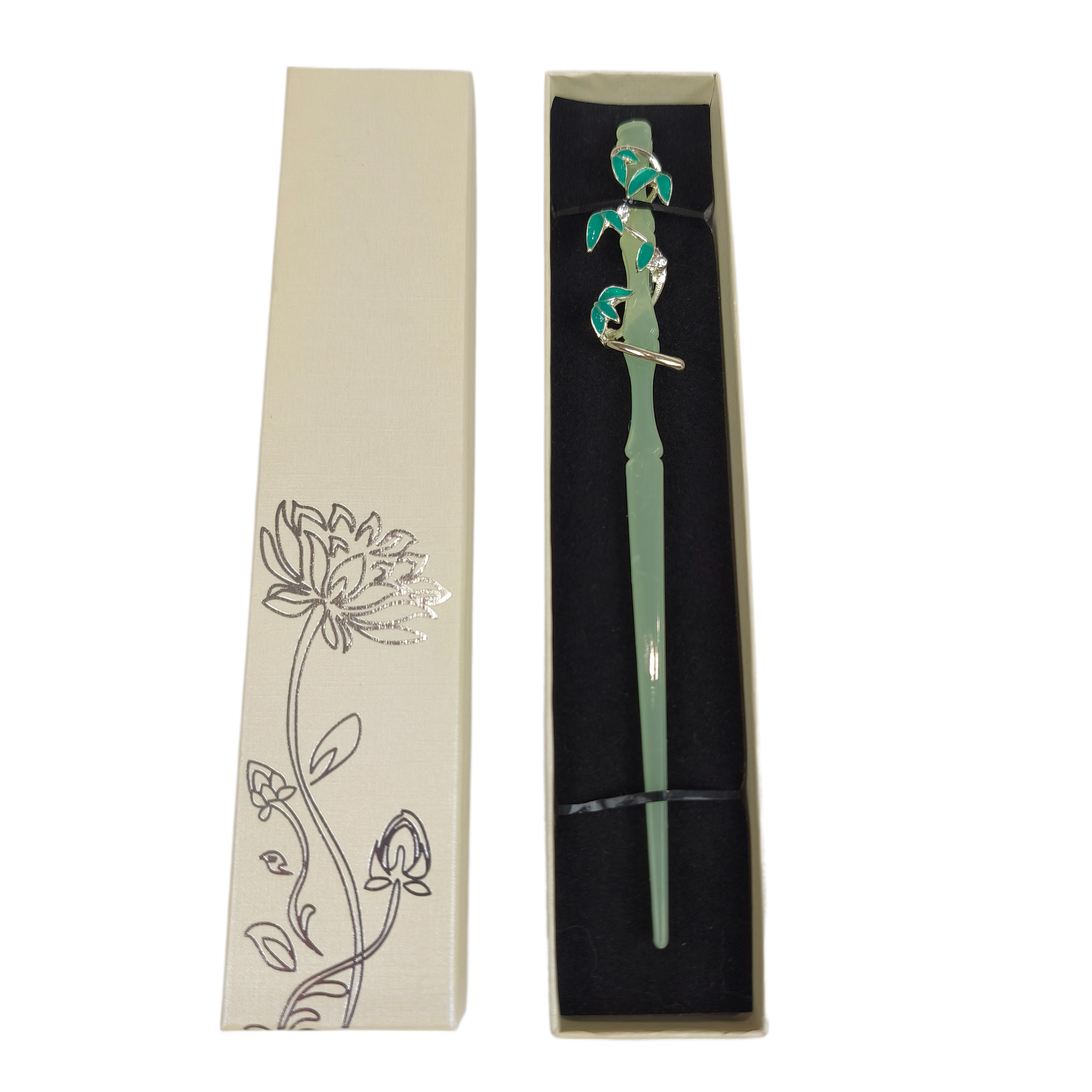 Заколка для волос в азиатском стиле бамбуковая из акрила в подарочной коробочке (28108)