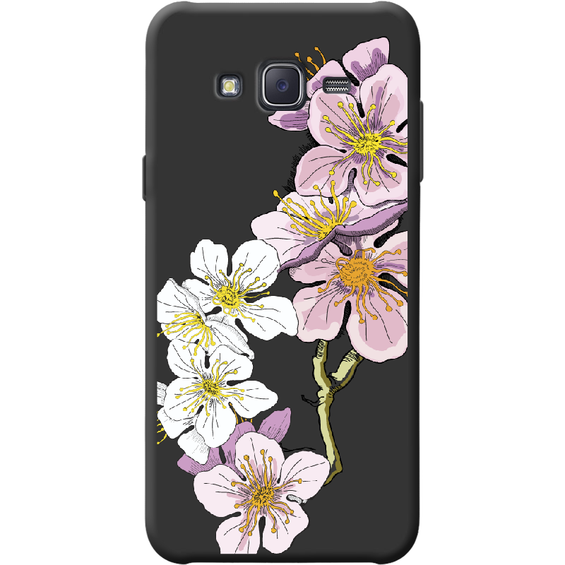 Чехол BoxFace Samsung J500H Galaxy J5 Cherry Blossom Черный силикон (25242-cc4-41568)