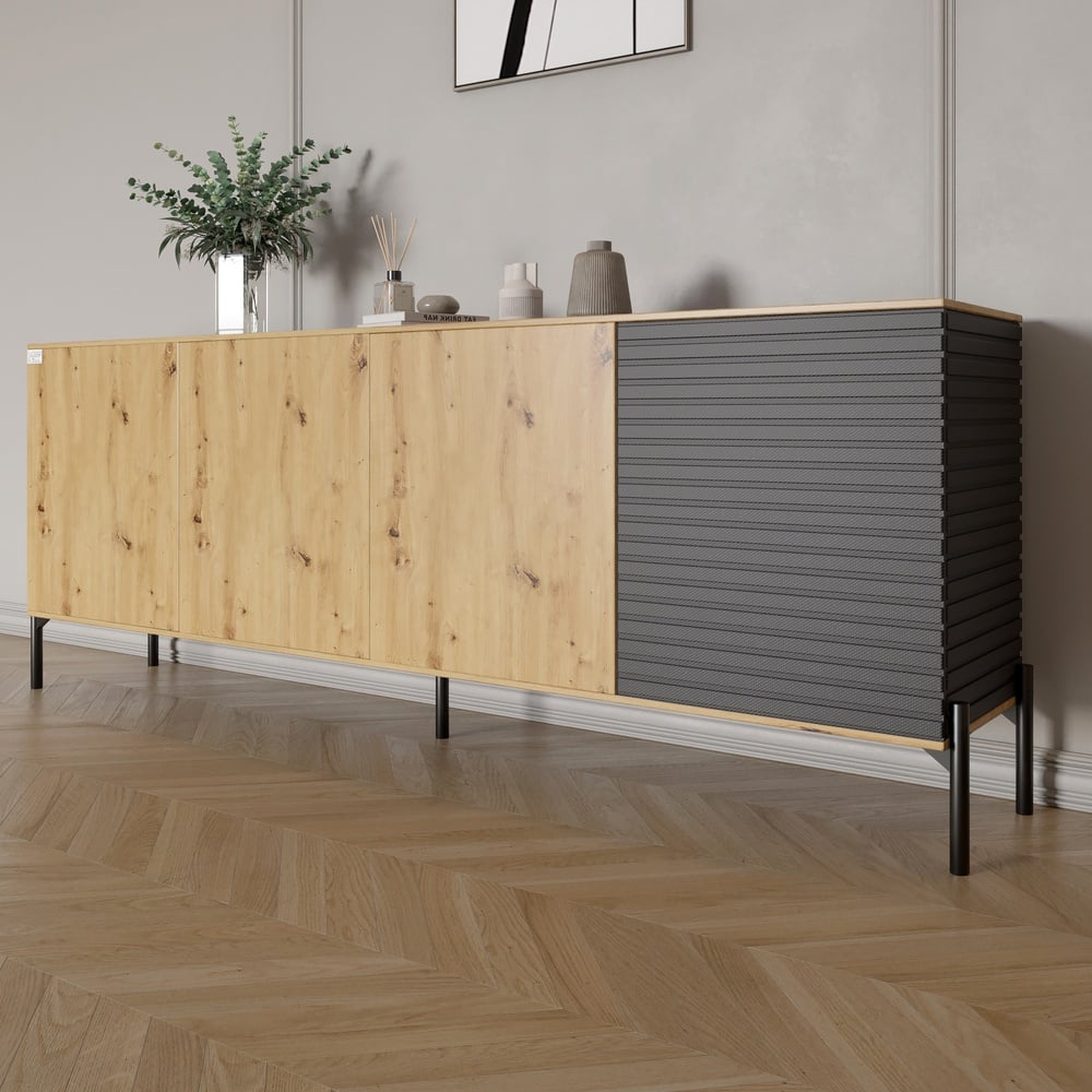 Комод Lion Грей 204x38x76,5 см Дуб Артизан/Асфальт (LION-042457)