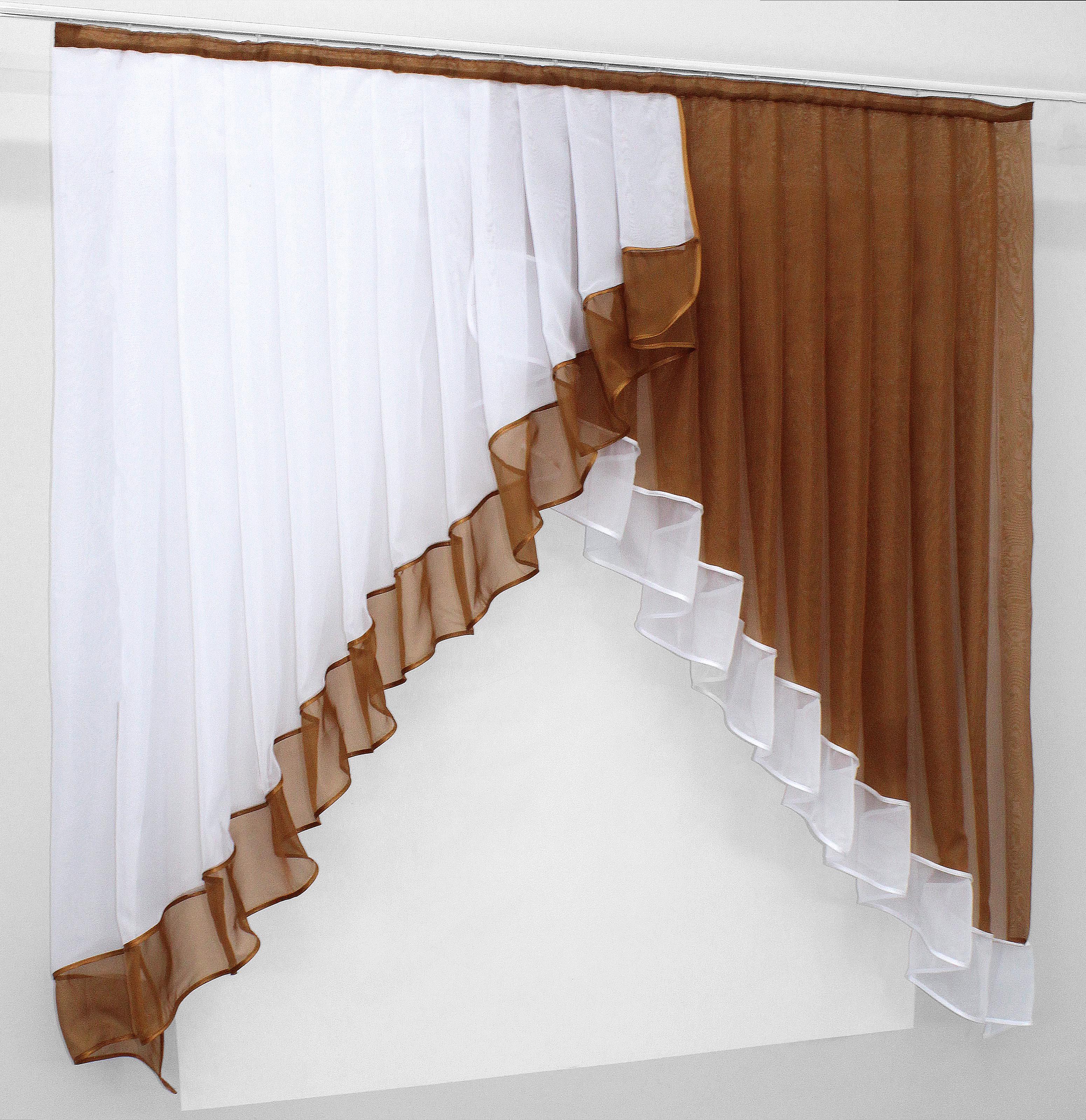 Занавеска кухонная VR-Textil № 023к 150х150 см Белый/Коричневый (50-520) - фото 2