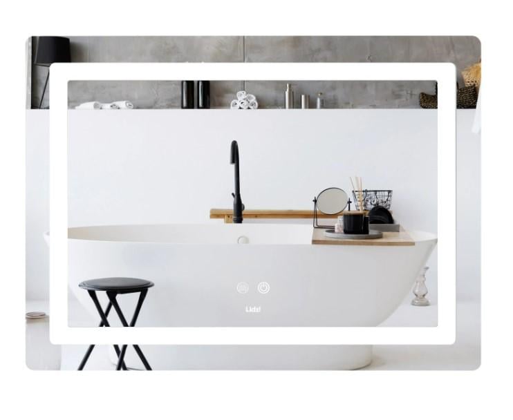 Дзеркало прямокутне Lidz Kubis KU2 700х500 мм з LED-підсвічуванням Touch антизапотіванням димером та регулюванням яскравості (LD78LF90448486)