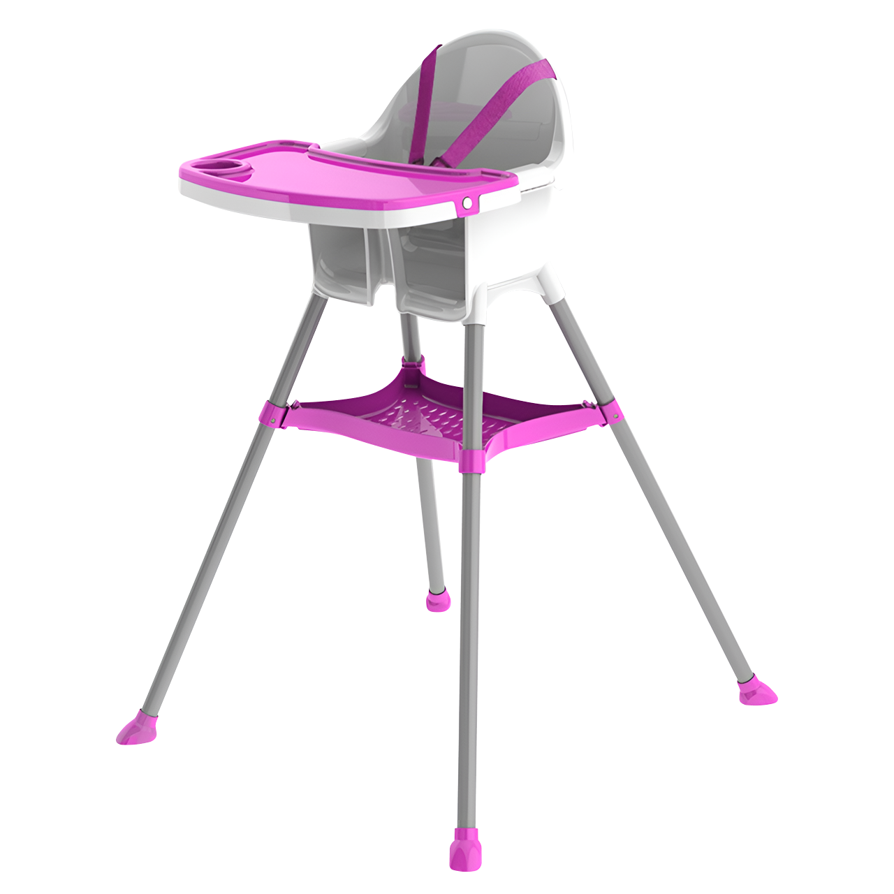 Стульчик для кормления детский регулируемый с ремнями безопасности Розовый (26845064)