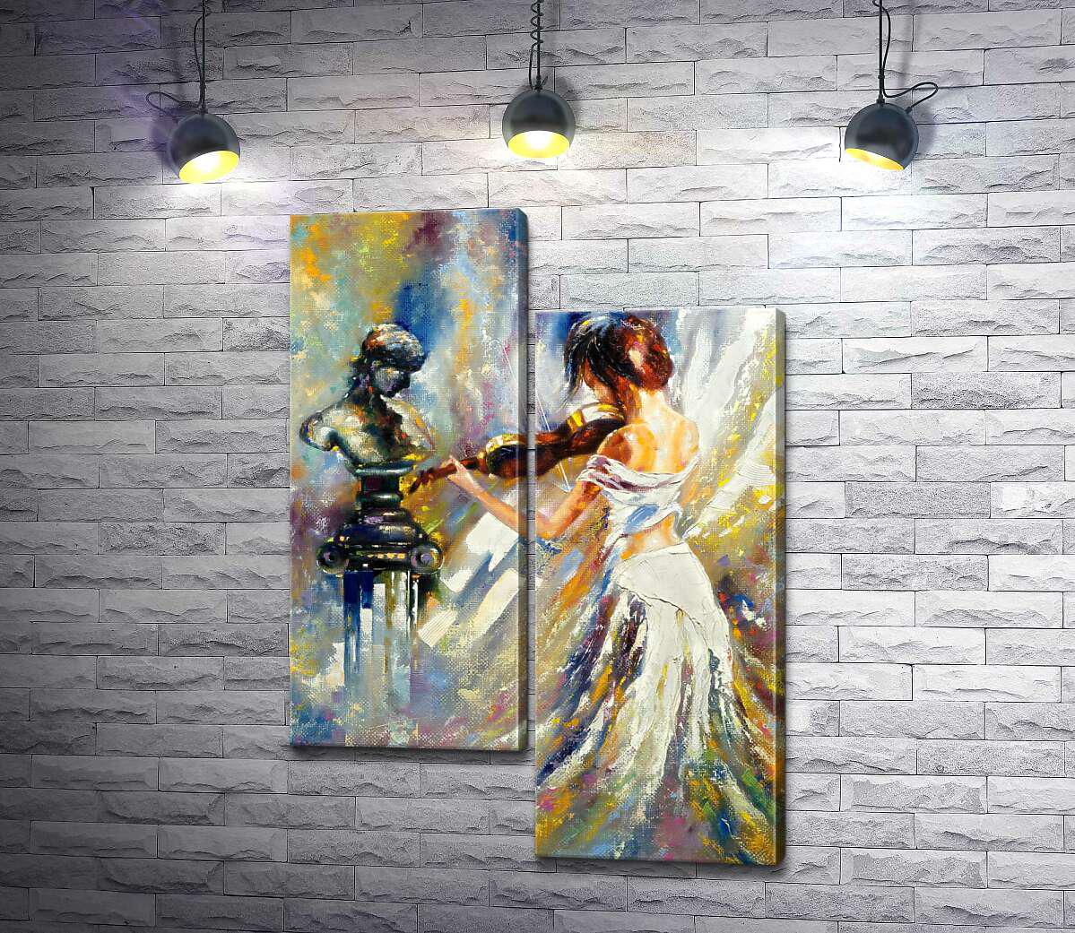 ᐉ Модульная картина ArtPoster Изящная девушка играет на скрипке перед ...