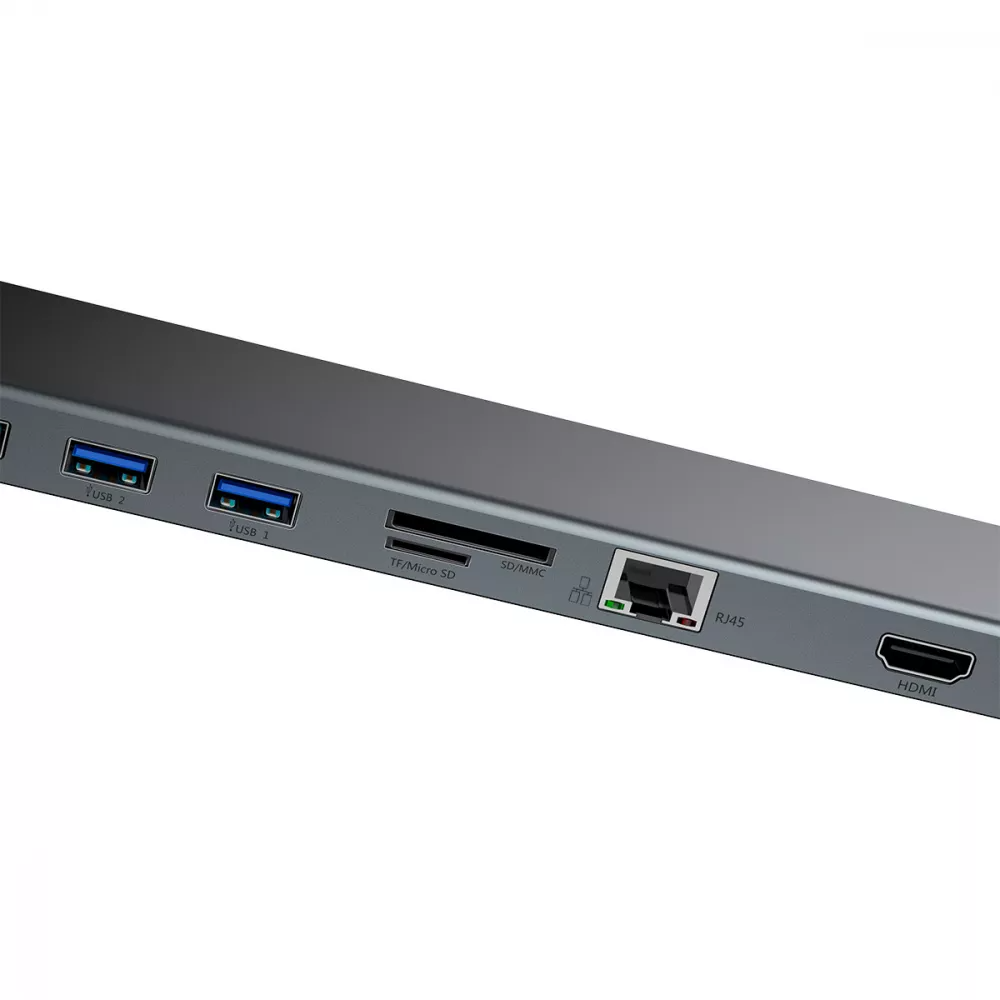 USB-Хаб BASEUS Enjoyment Series Type-C Notebook PD/HD4Kx2/VGA/RJ45/SD/TF/USBx3/Adapter 11в1 grey - фото 5