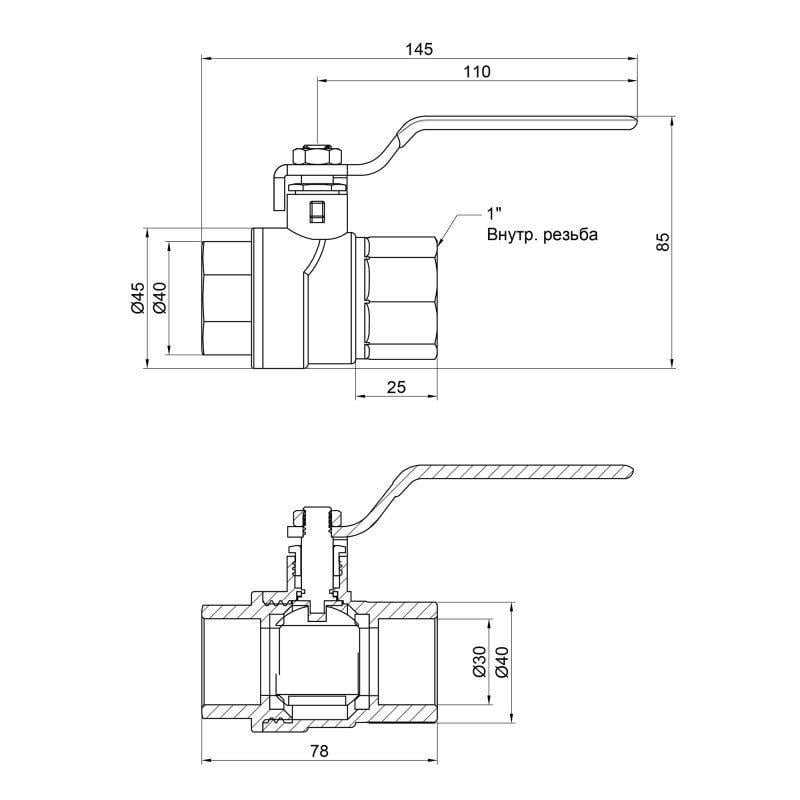 Кран шаровой SD Forte ВР для воды 1" (SF600W25) - фото 2