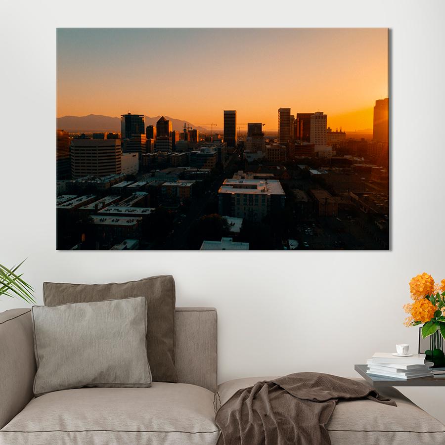 Картина город Панорама американского города 51x34 см (A589-1)