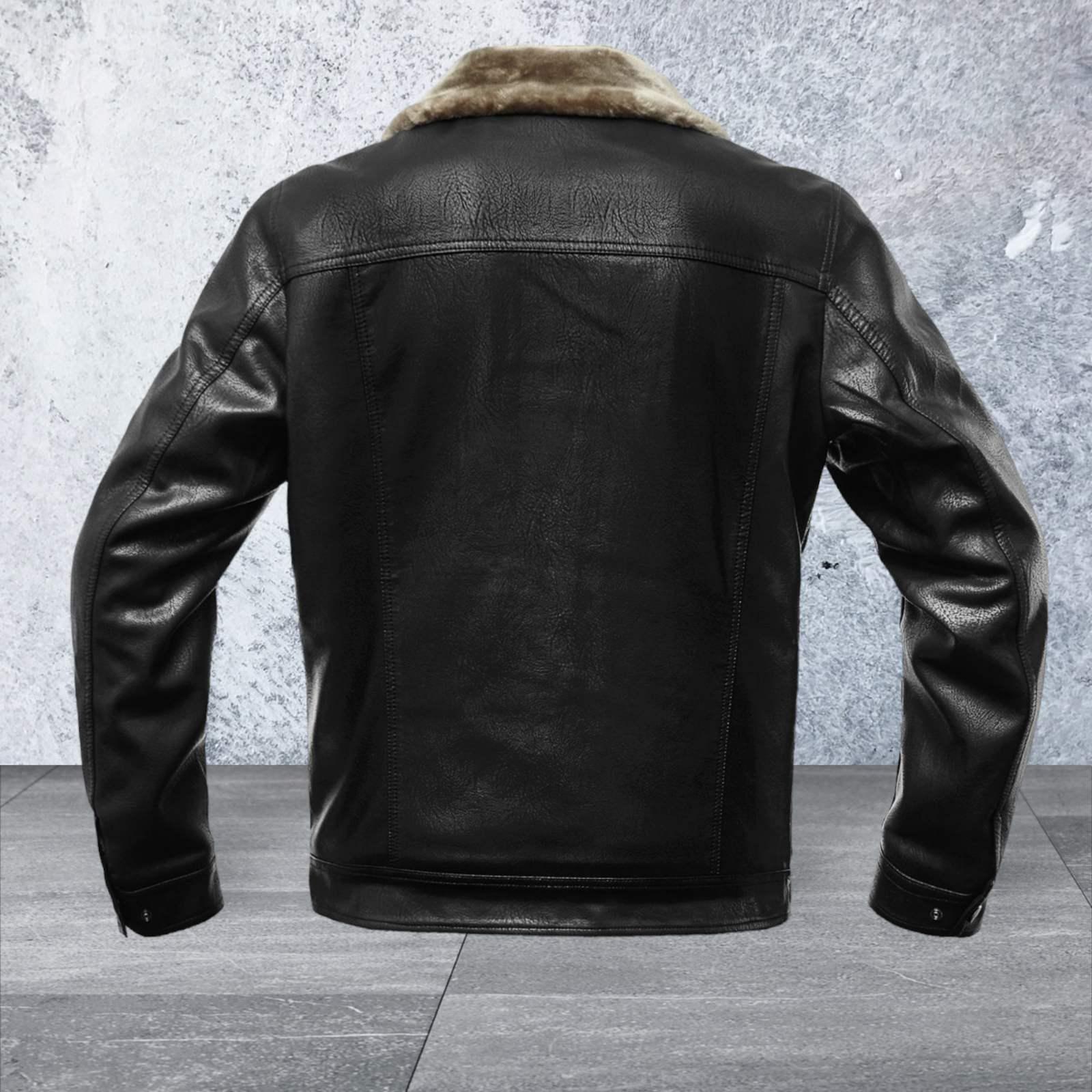 Куртка-дублянка чоловіча зимова з натуральної шкіри р. 56 Чорний (23778467) - фото 4 Куртка-дублянка чоловіча зимова з натуральної шкіри р. 56 Чорний (23778467) - фото 4