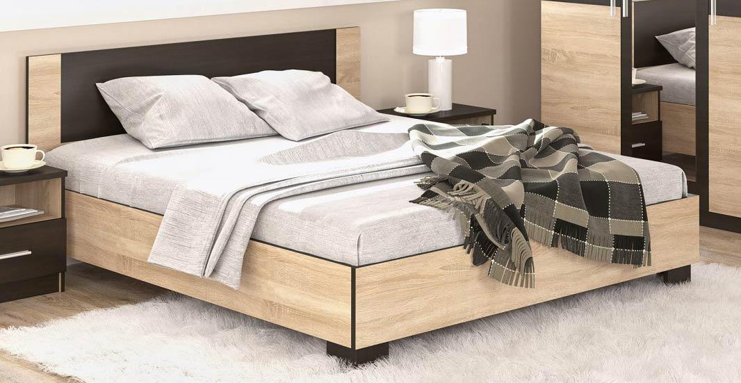 Кровать Мебель Сервис Вероника с ламелями 140х200 см Дуб самоа/Венге темный (246932)