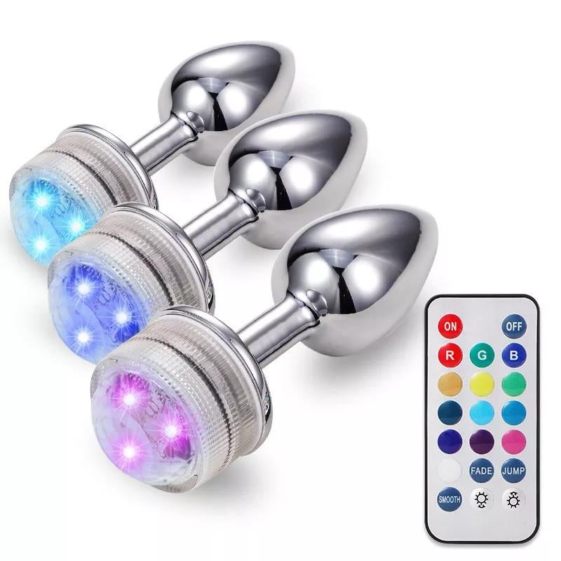 Анальная пробка с LED подсветкой с пультом ДУ (B3025-145)