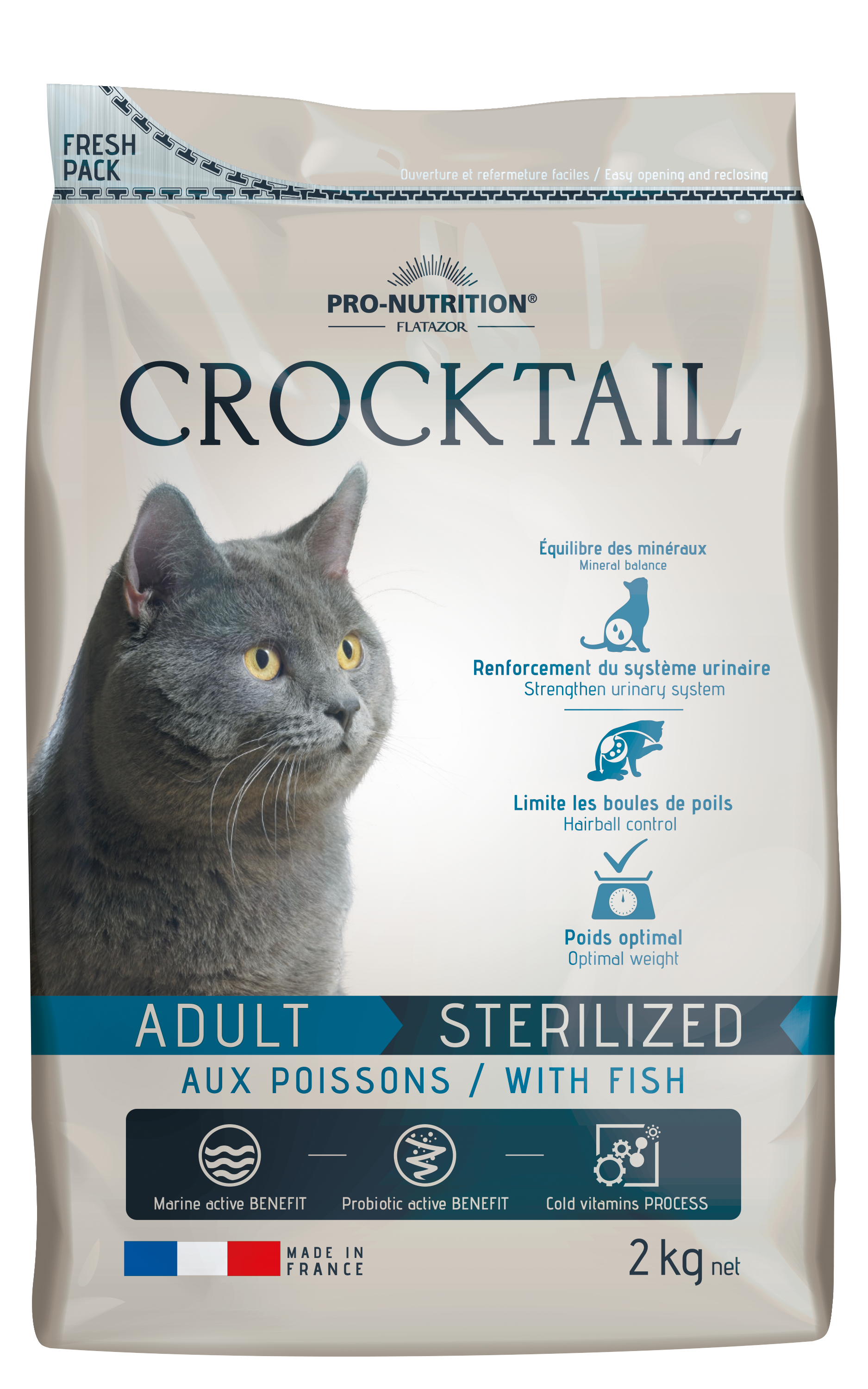 Сухий корм Pro-Nutrition Flatazor CROCKTAIL STERILIZED WITH FISH для дорослих стерилізованих котів з рибою 2 кг