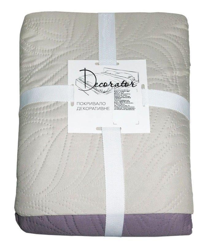 Покривало двостороннє Decorator Листя 240x215 см Лаванда/Бежевий (21196)