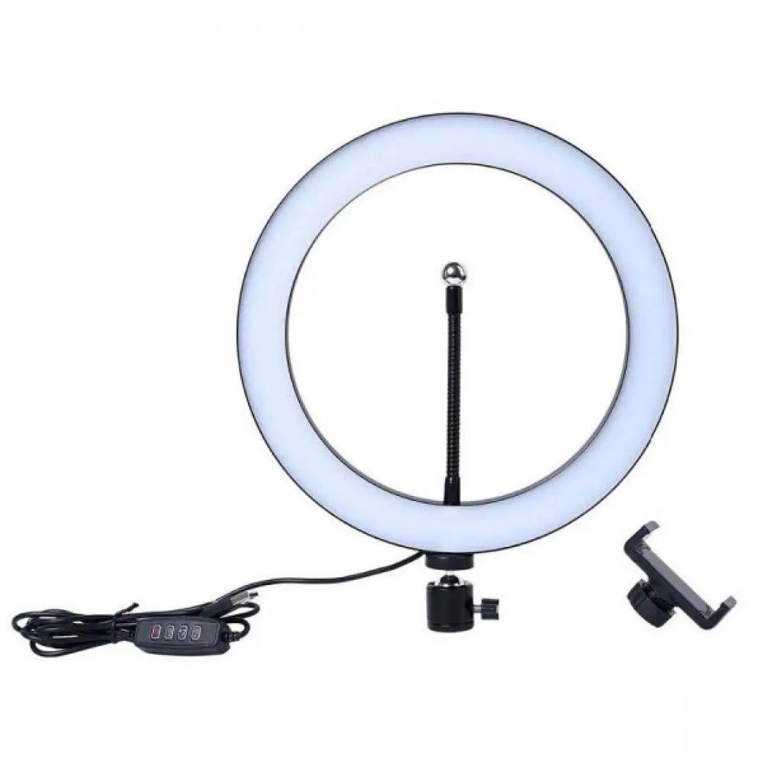 Лампа кольцевая Led 10 Вт XD-260 3200K-5500К с 1 креплением для телефона гибкой ножкой и питанием от USB 26 см