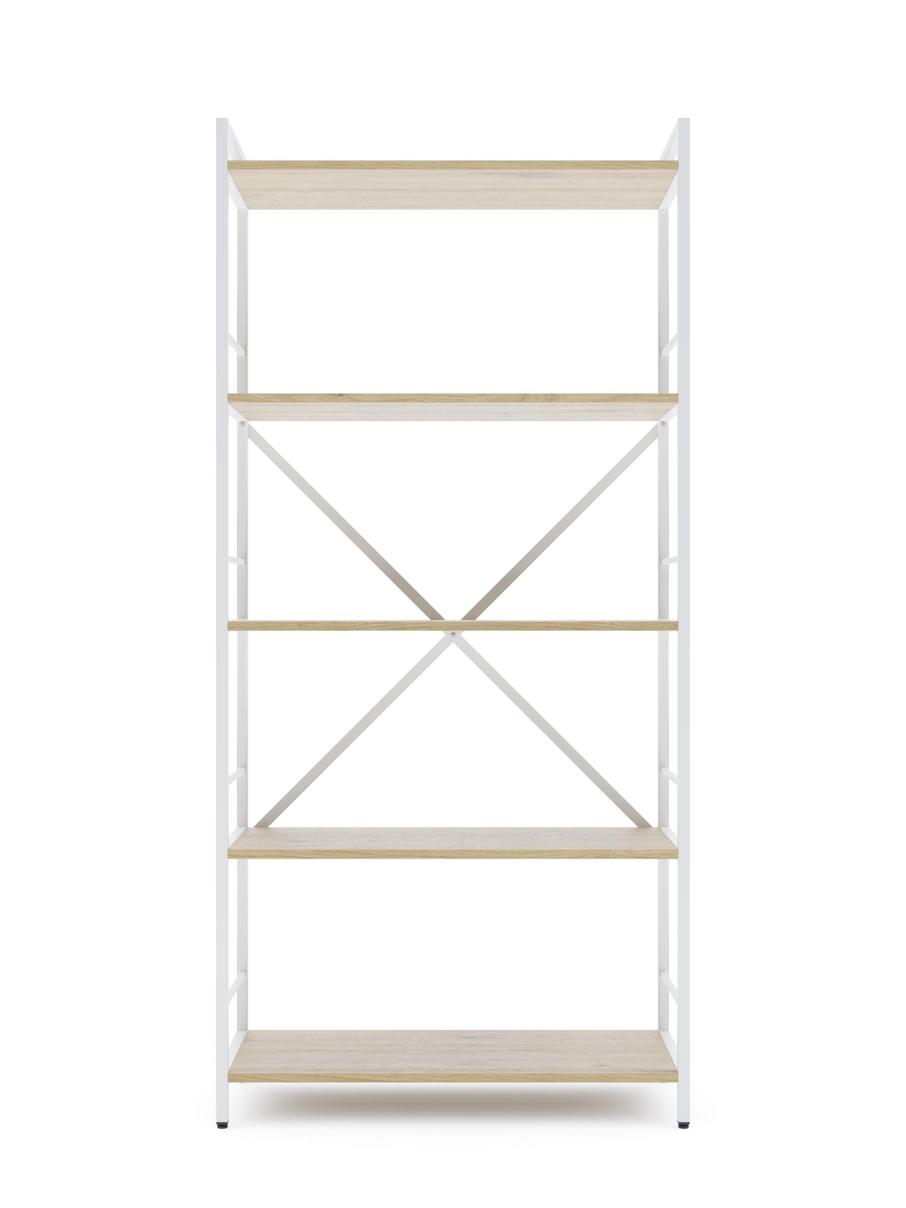 Стеллаж металлический Лофт 170х80х35 см 5 полок из ЛДСП Дуб Артизан/Белый