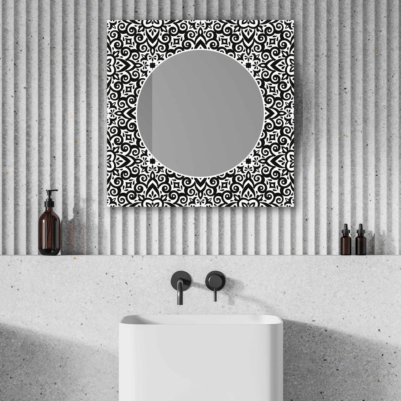 Зеркало на стену NovellaPrint с рисунком орнамента квадратное 70х70 см (2003.5)