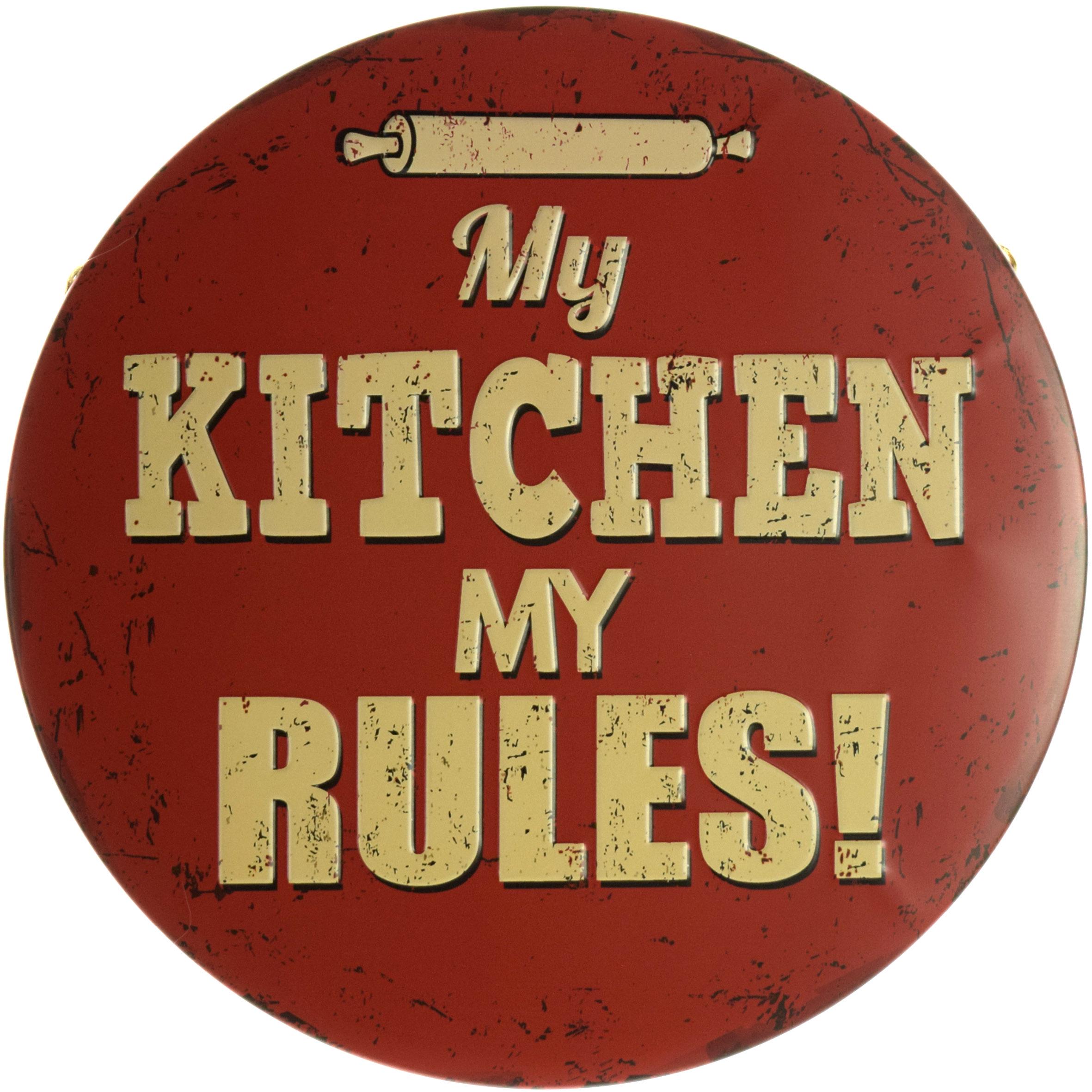 Табличка металлическая Моя Кухня Мои Правила/My Kitchen My Rules круглая 30 см