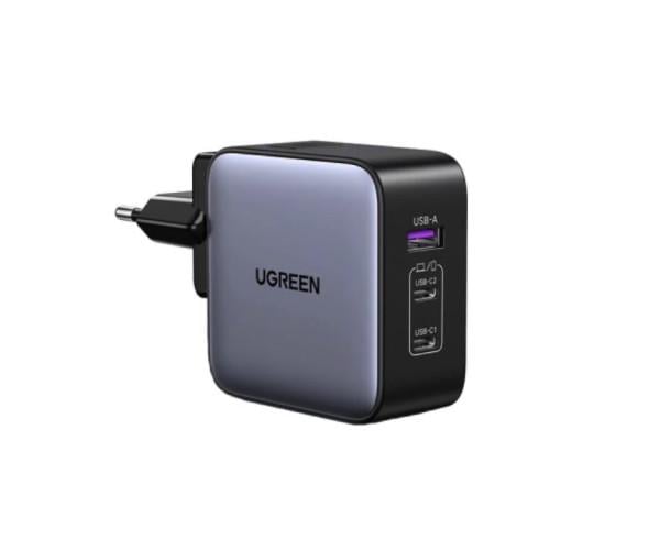 Зарядное устройство сетевое UGREEN CD296 UGR-90409 GaN Fast Charger 3-Port 65W Gray
