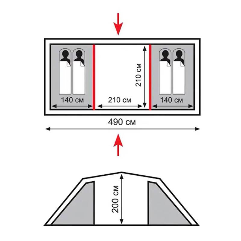 Палатка четырехместная Totem Hurone 4 v2 (UTTT-025) - фото 2
