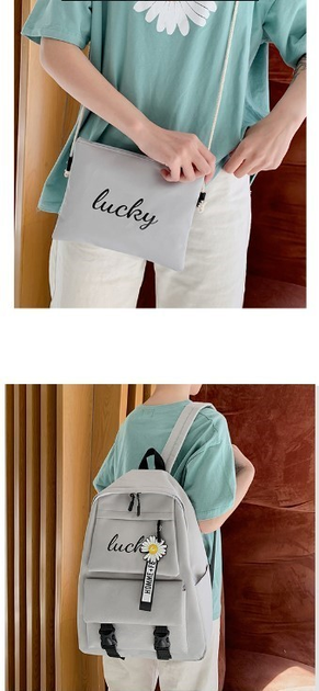 Школьный рюкзак LUCKY 4в1 рюкзак/шоппер/пенал/сумочка Серый - фото 4