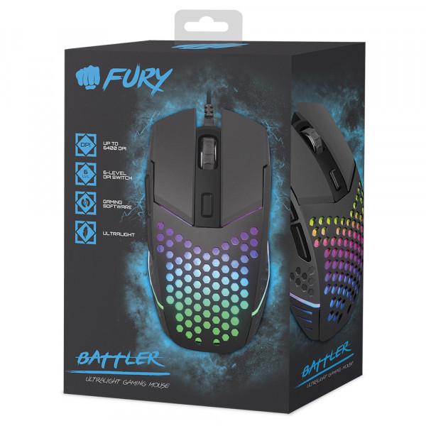 Мышка Fury NFU-1654 Battler игровая 6400dpi 6кн USB Черный - фото 4