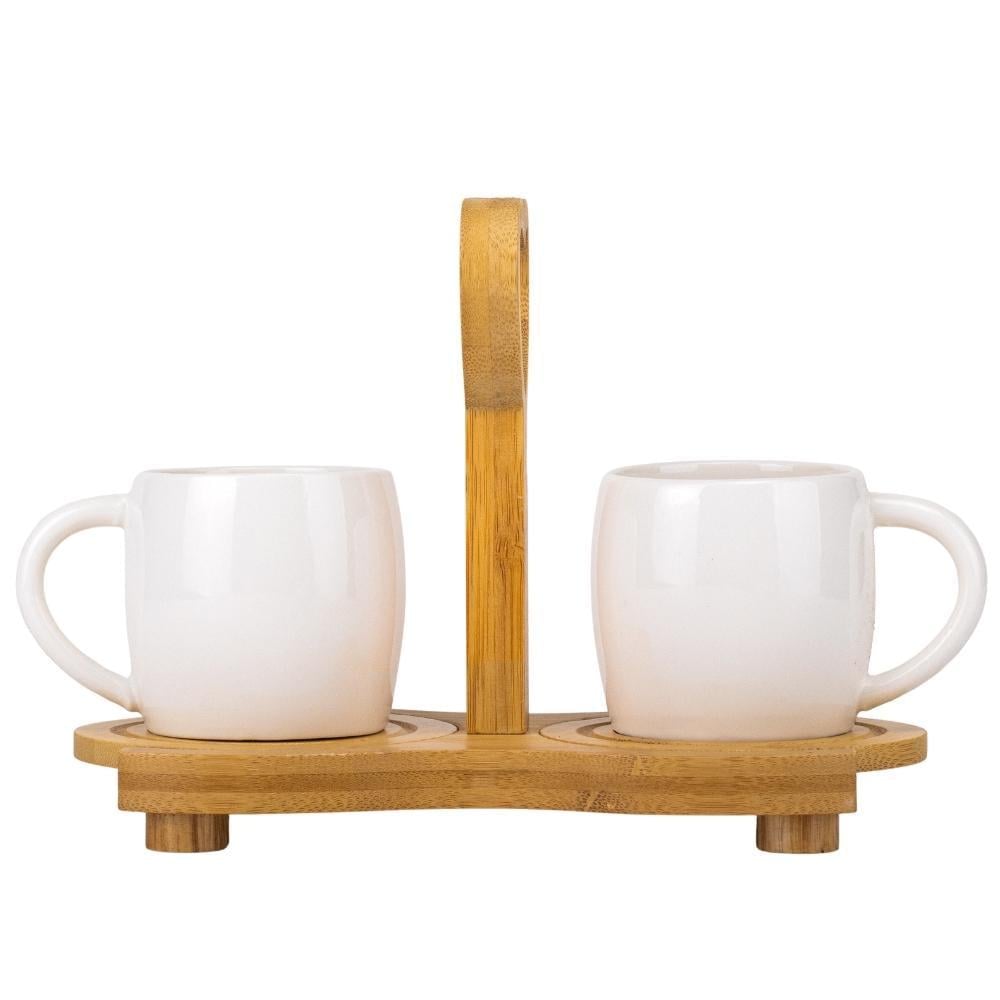 Набор чашек Modern с бамбуковой подставкой Дуэт 17 см