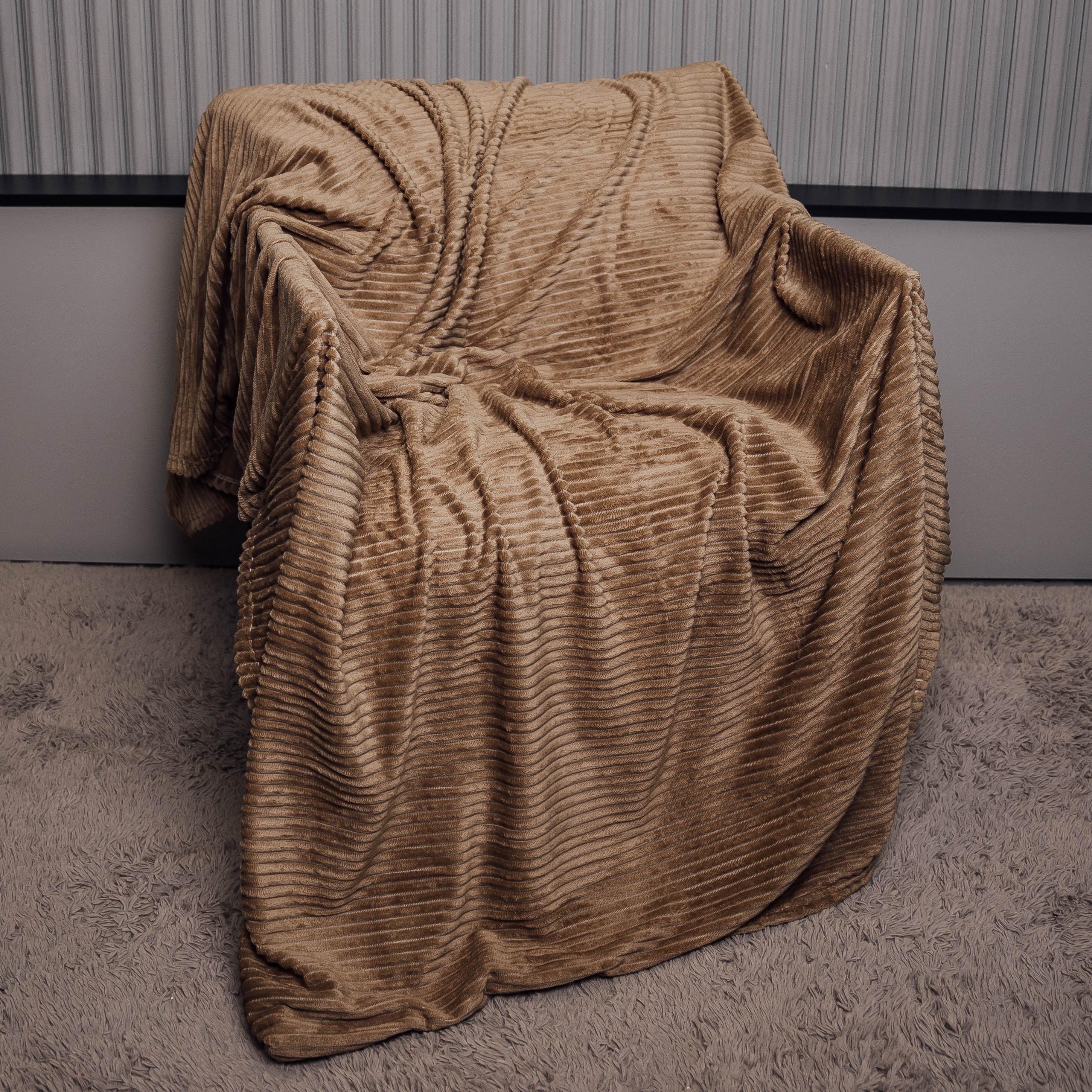 Плед Полосатые Объятия евро 200х230 см Коричневый (88118) - фото 1