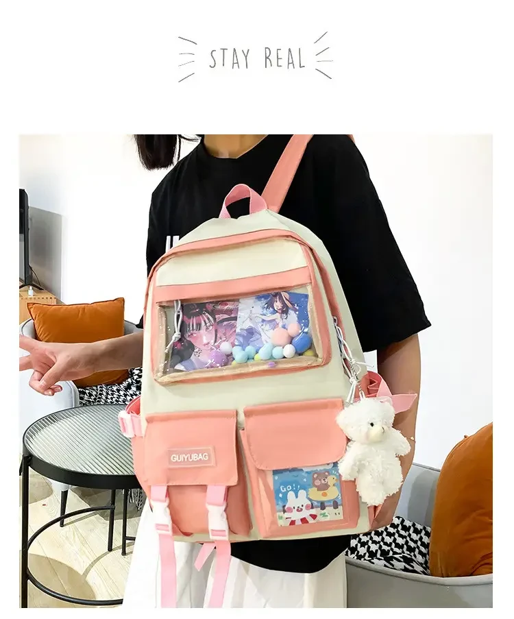 Шкільний набір для дівчинки-підлітка SG406-4 4в1 портфель/пенал/косметичка/сумка-шоппер Білий/Рожевий (DR014350) - фото 3 Шкільний набір для дівчинки-підлітка SG406-4 4в1 портфель/пенал/косметичка/сумка-шоппер Білий/Рожевий (DR014350) - фото 3