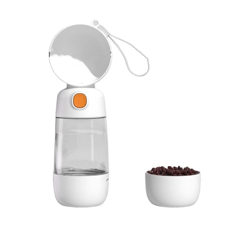 Бутылка для животных портативная Semi Pets 2в1 с антипроливной кнопкой вода и корм 400 мл/185 мл Белый - фото 2 Бутылка для животных портативная Semi Pets 2в1 с антипроливной кнопкой вода и корм 400 мл/185 мл Белый - фото 2