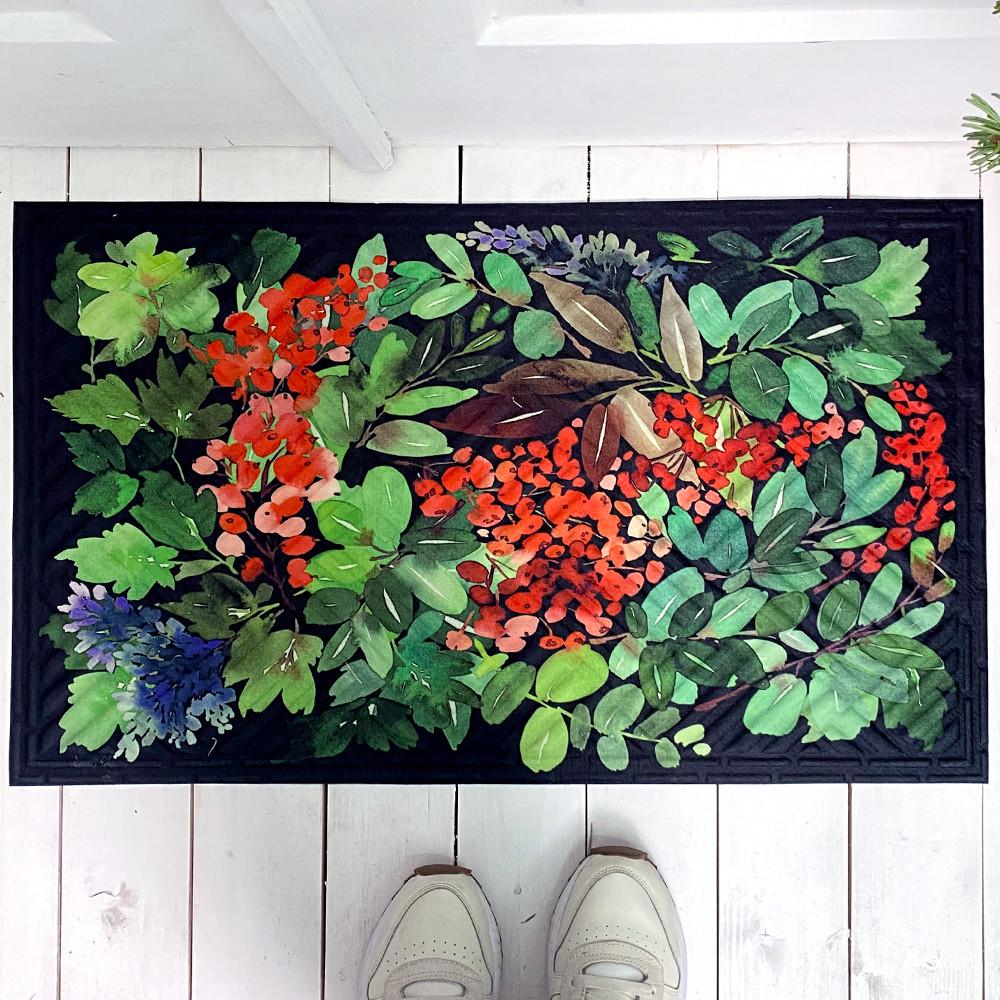 Коврик придверный Presentville с принтом Зимние цветы (KOV 23NG004)