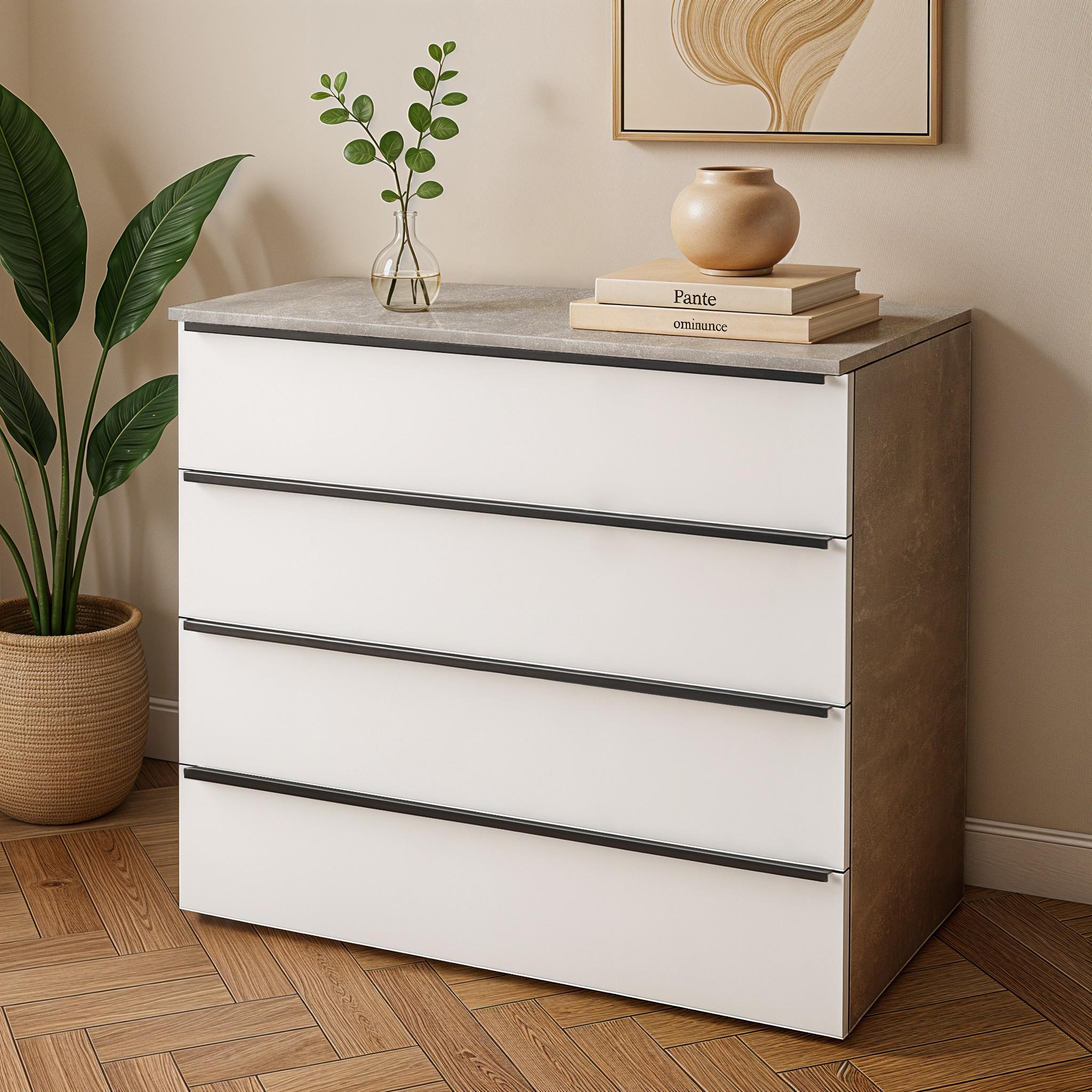 Комод на 4 ящика FTX-4 1000х544х1014 мм Бетон/Белый - фото 1