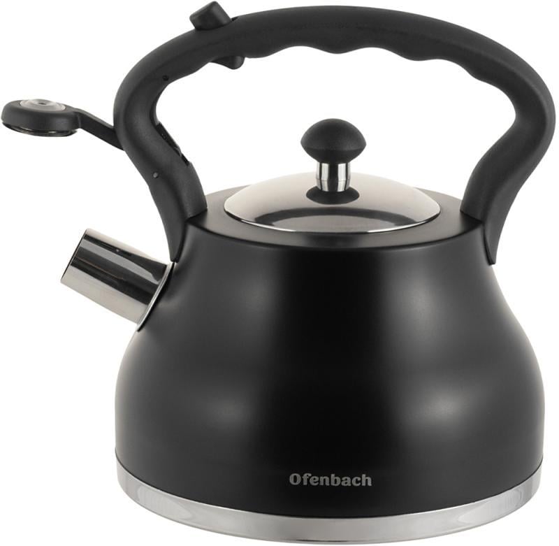 Чайник Ofenbach нержавіюча сталь зі свистком 2,7 л Black (NB-100313BL) - фото 2 Чайник Ofenbach нержавіюча сталь зі свистком 2,7 л Black (NB-100313BL) - фото 2