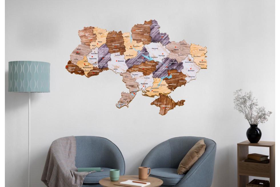 Панно деревянное модульное PuzzleOk Карта Украины 90х60 см