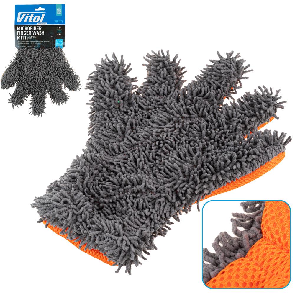 Губка-рукавиця для миття авто мікрофібра Vitol 29х23 см (VSC1373) - фото 4