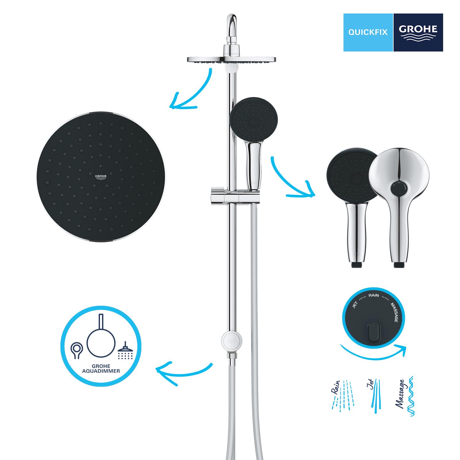 Душова система без змішувача Grohe Quickfix Vitalio Start 26991001 Хром (226404) - фото 3 Душова система без змішувача Grohe Quickfix Vitalio Start 26991001 Хром (226404) - фото 3