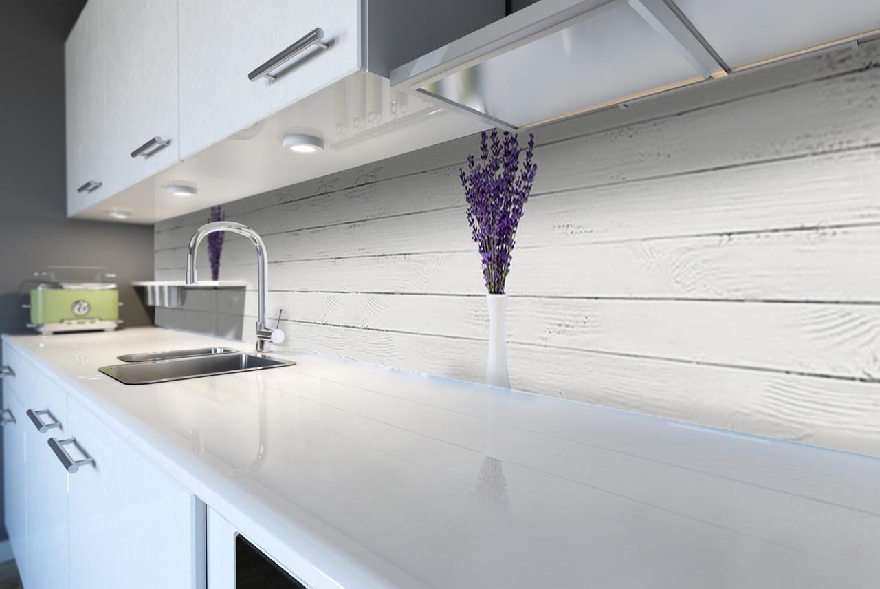 Кухонный фартук Лаванда в вазе из самоклеющейся виниловой пленки 65х250 см Серый