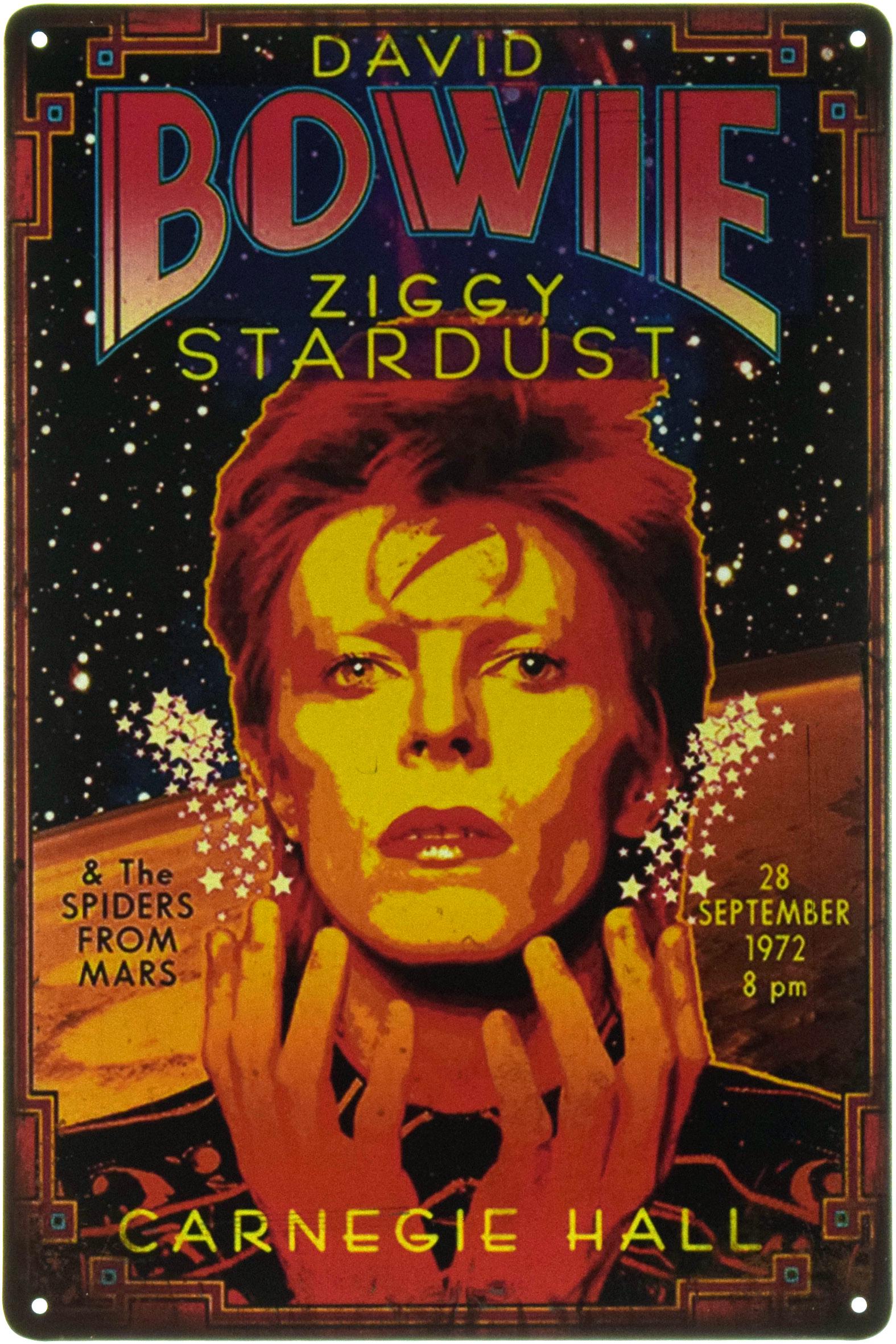 Табличка металлическая Дэвид Боуи/David Bowie-Ziggy Stardust Carnegie Hall 20x30 см - фото 1