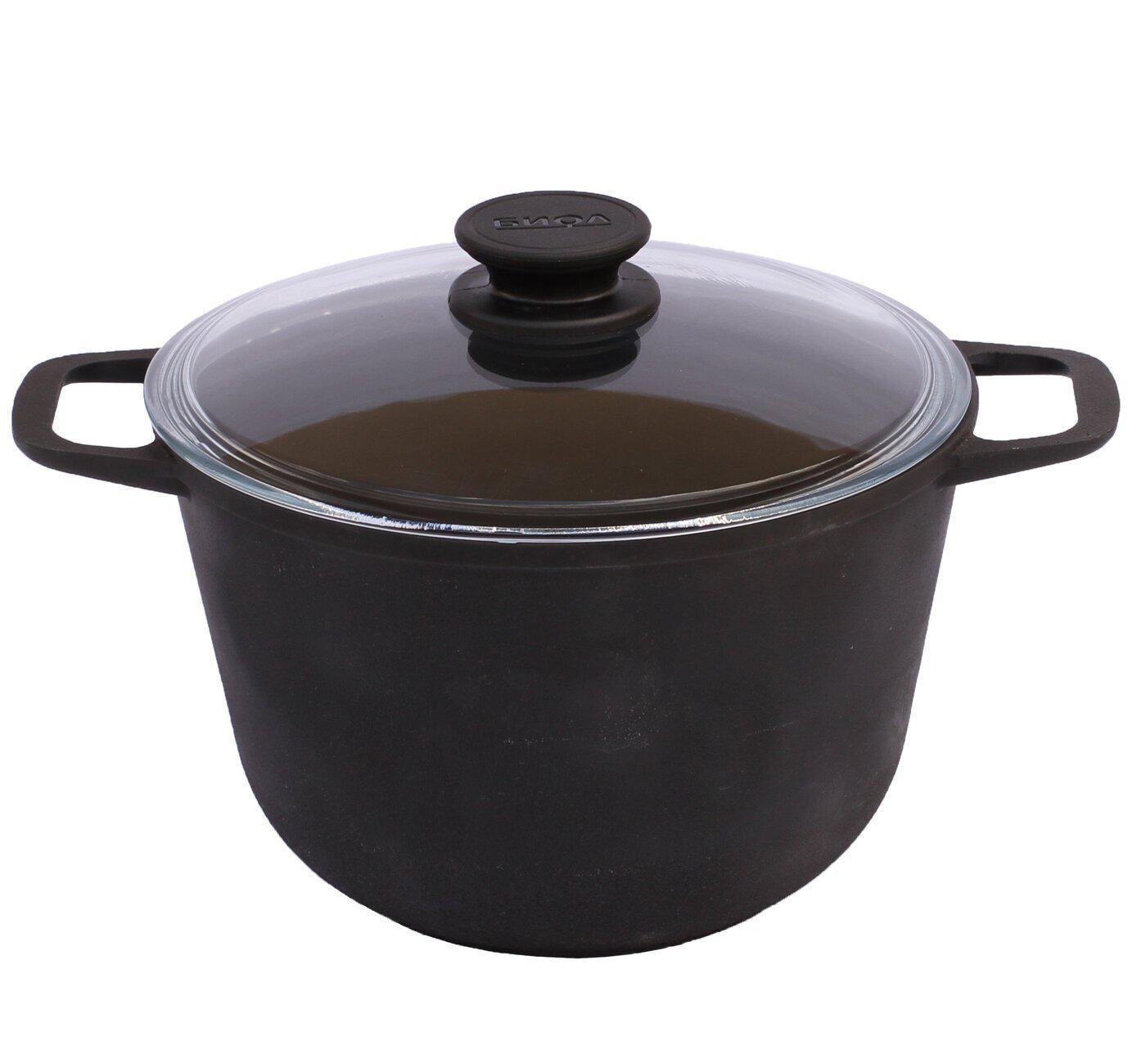 Кастрюля чугунная со стеклянной крышкой Биол 4 л (0204С)