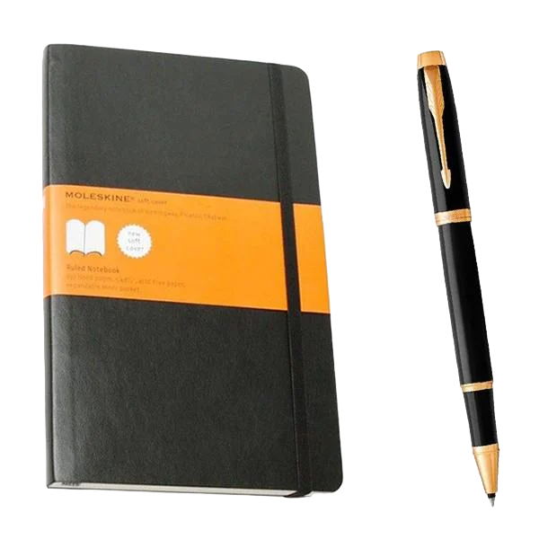 Комплект ручка-ролер Parker IM 17 Black та блокнот Moleskine Classic середній Чорний (QP616)