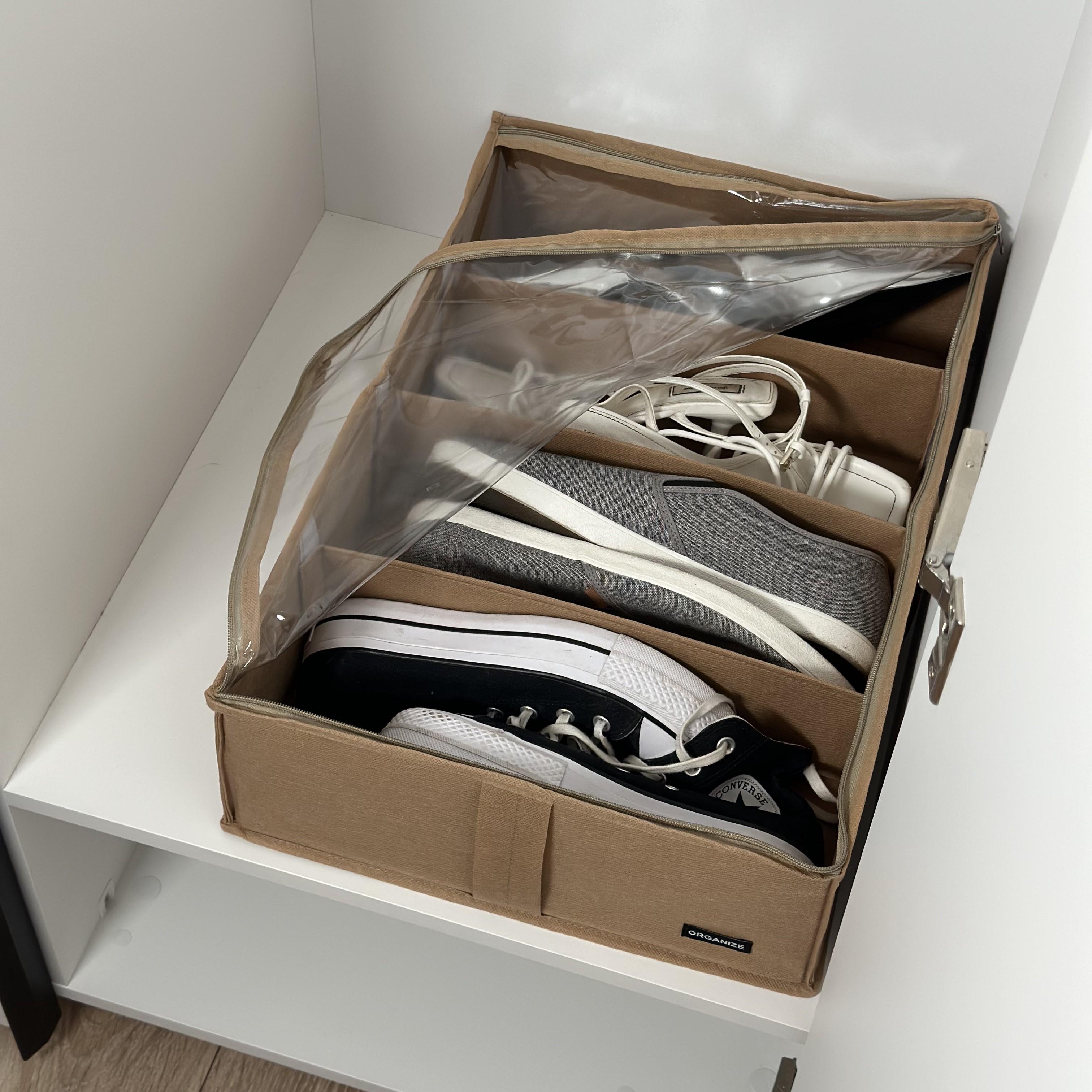 Органайзер для зберігання речей та взуття на 4 комірки зі з'ємними перетинками Бежевий (Khv-3-beg) - фото 1 Органайзер для зберігання речей та взуття на 4 комірки зі з'ємними перетинками Бежевий (Khv-3-beg) - фото 1