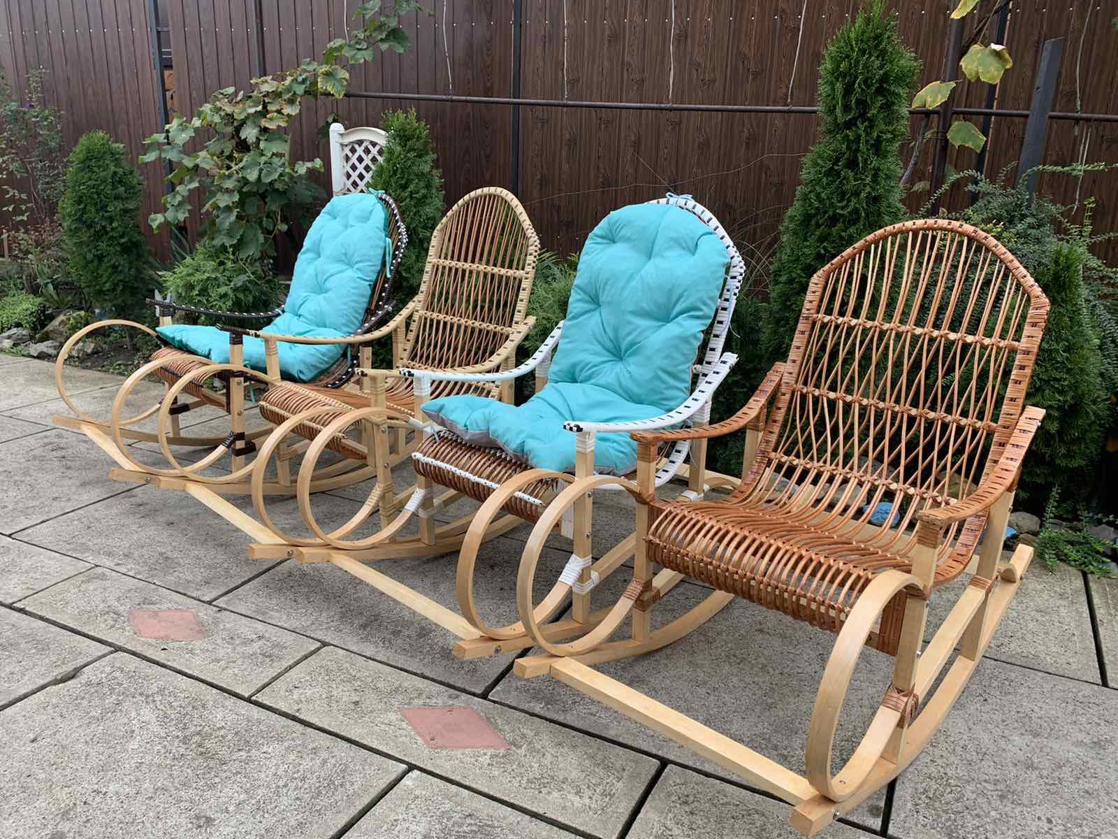 Комплект садовой мебели Woody кресло-качалка 71x120x120 см с ротанговой вставкой 4 шт. Натуральный/Коричневый/Бежевый (45512)