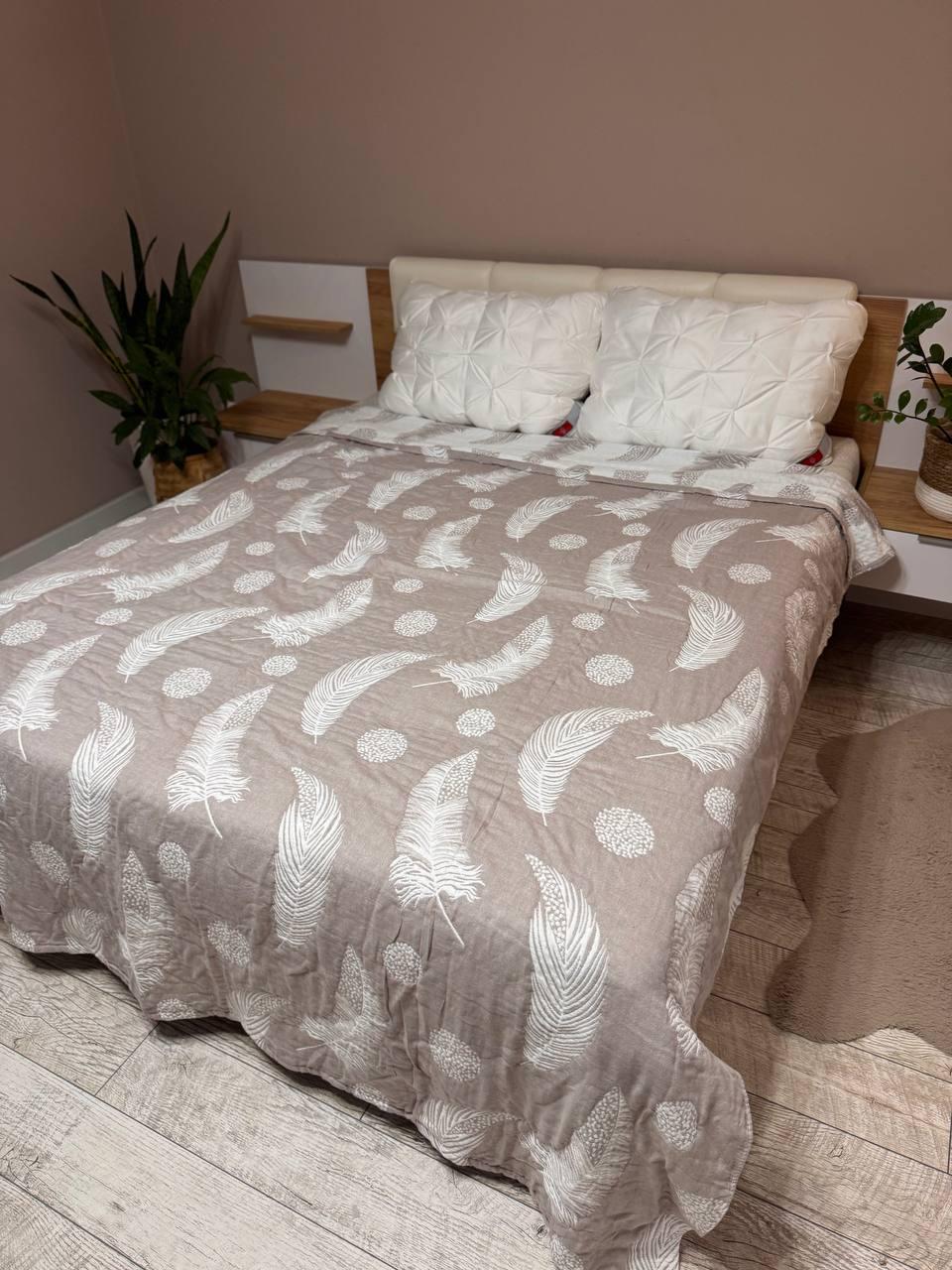 Покрывало на кровать хлопковое евро 200х230 Пудровый (П4К-muslin25-008-02)