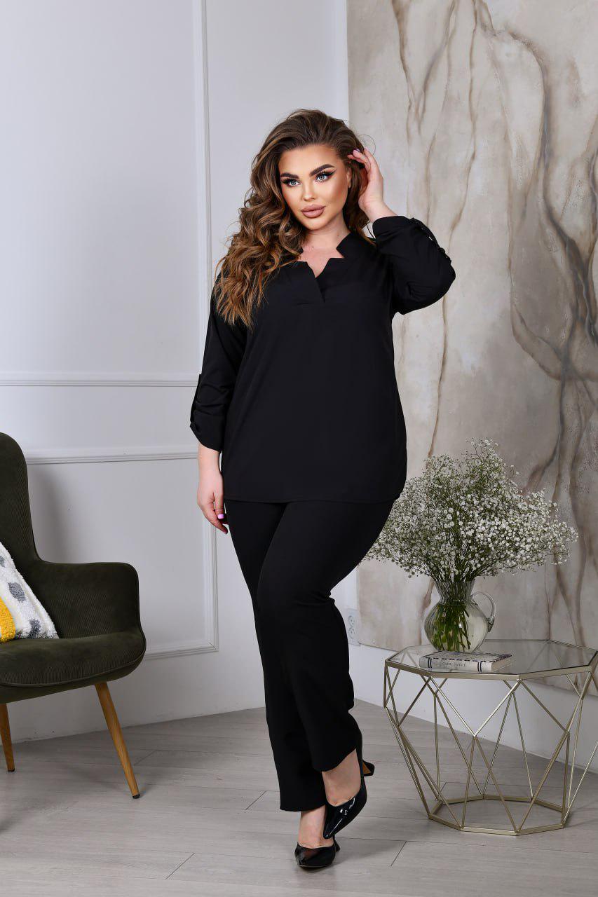 Костюм двойка блуза/штаны р. 60-62 Черный (3626) - фото 3