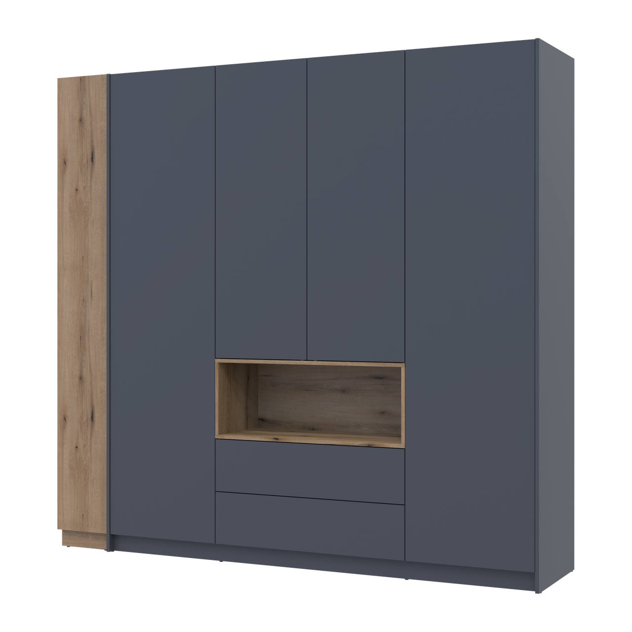 Шафа для одягу з нішею та етажеркою Doros Дейл 4 ДСП 234х52х220 см Графітовий/Дуб Евок (42005158)