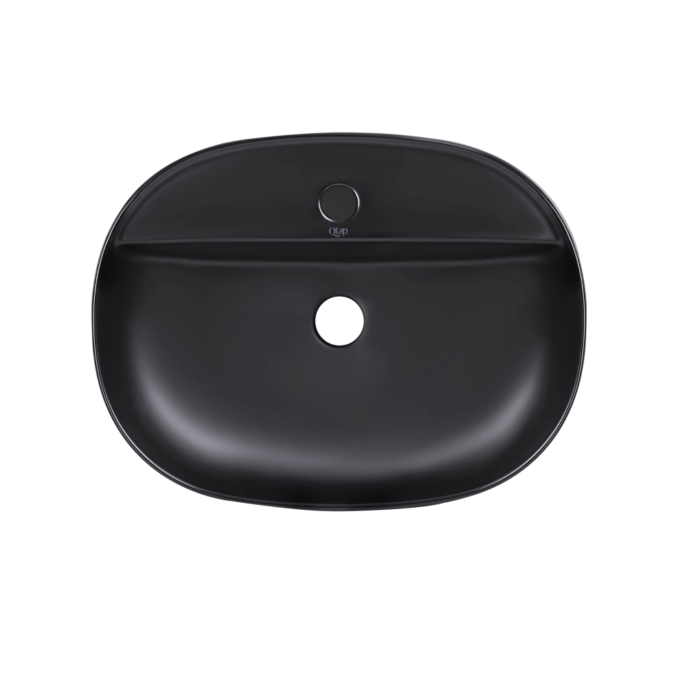 Раковина Qtap Scorpio накладна овальна без донного клапана 500x385x120 мм Black Matt (52914)