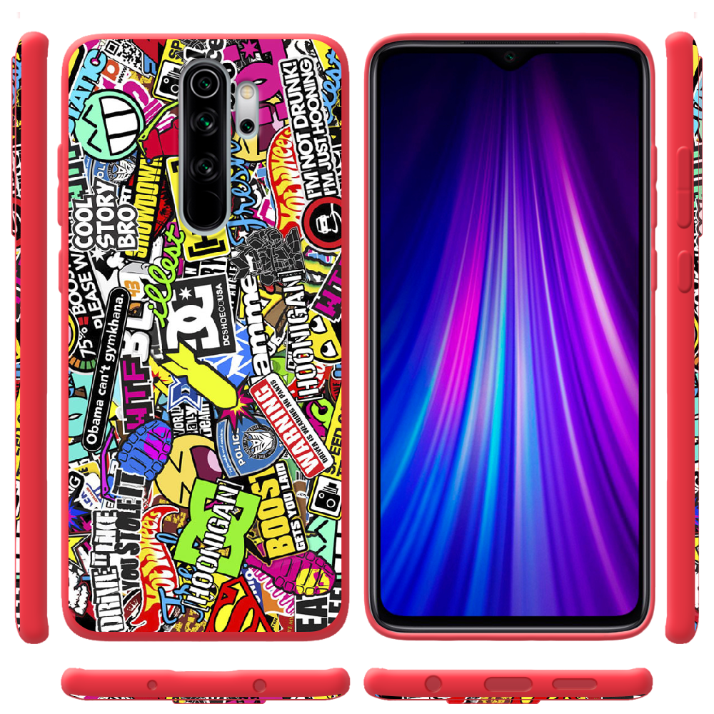 Чехол Boxface Xiaomi Redmi Note 8 Pro Multicolored Inscriptions Красный силикон (38222-up880-38666) - фото 2